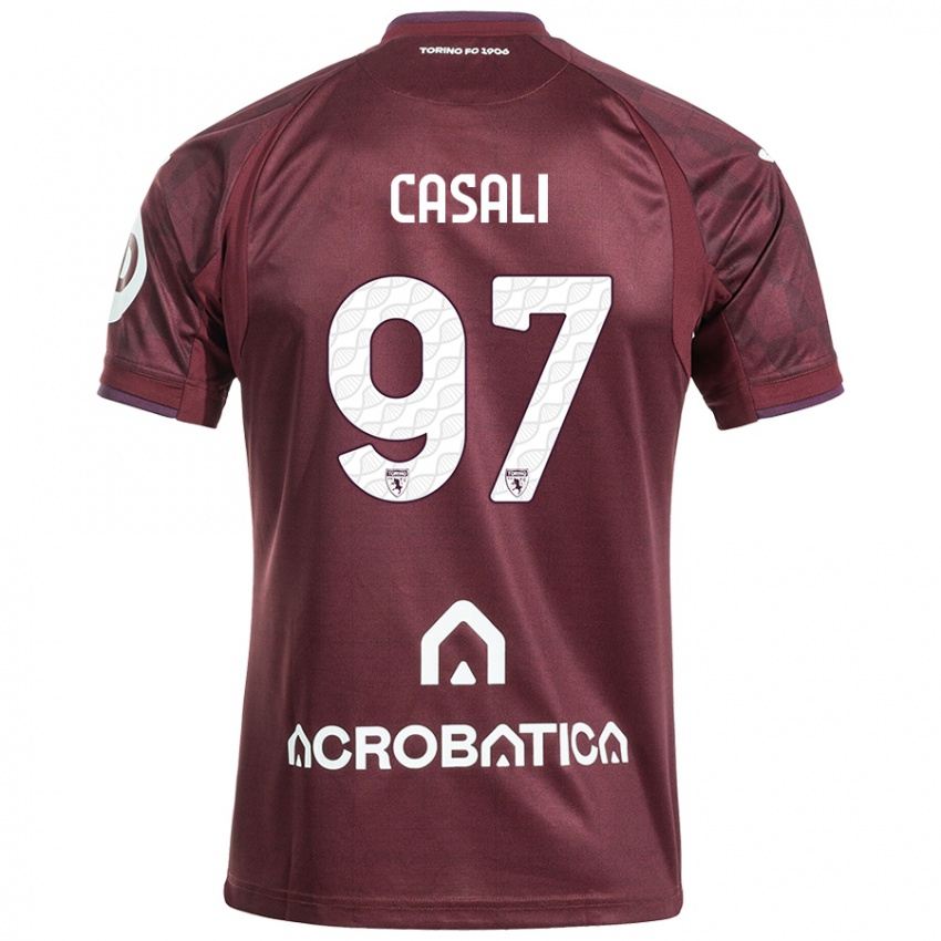 Kinder Michele Casali #97 Kastanienbraun Weiß Heimtrikot Trikot 2024/25 T-Shirt