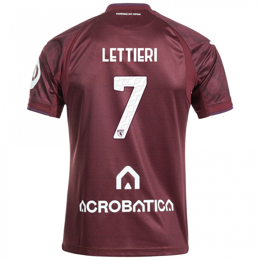 Kinder Jessica Lettieri #7 Kastanienbraun Weiß Heimtrikot Trikot 2024/25 T-Shirt