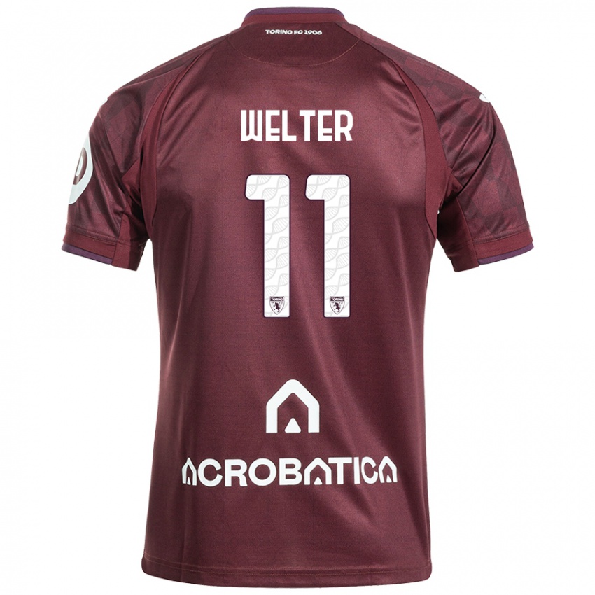 Kinder Francesca Welter #11 Kastanienbraun Weiß Heimtrikot Trikot 2024/25 T-Shirt