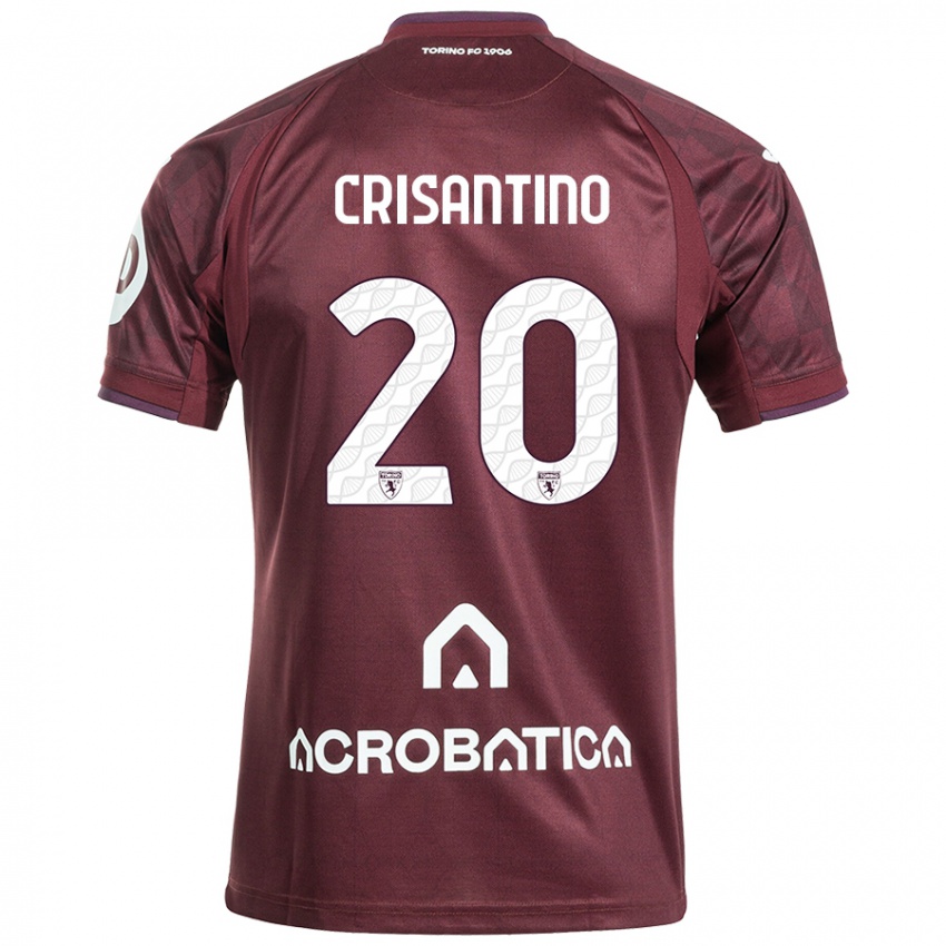 Kinder Giulia Crisantino #20 Kastanienbraun Weiß Heimtrikot Trikot 2024/25 T-Shirt