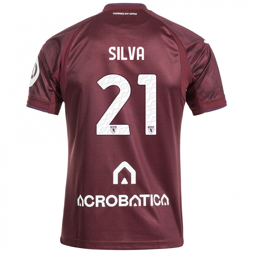 Kinder Jonathan Silva #21 Kastanienbraun Weiß Heimtrikot Trikot 2024/25 T-Shirt