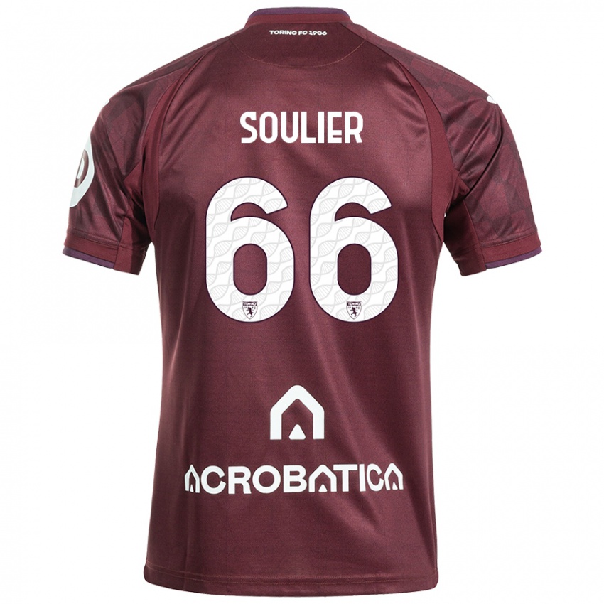 Kinder Evan Soulier #66 Kastanienbraun Weiß Heimtrikot Trikot 2024/25 T-Shirt