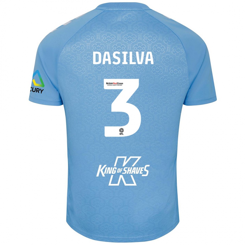 Kinder Jay Dasilva #3 Blau Weiß Heimtrikot Trikot 2024/25 T-Shirt