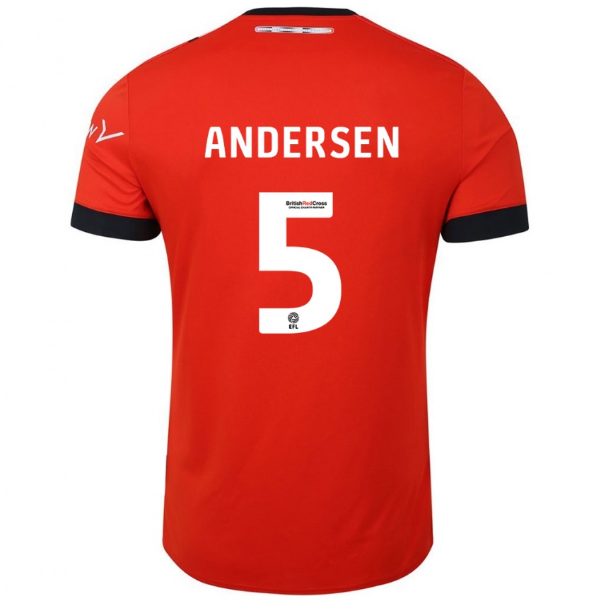 Kinder Mads Andersen #5 Orange Schwarz Heimtrikot Trikot 2024/25 T-Shirt