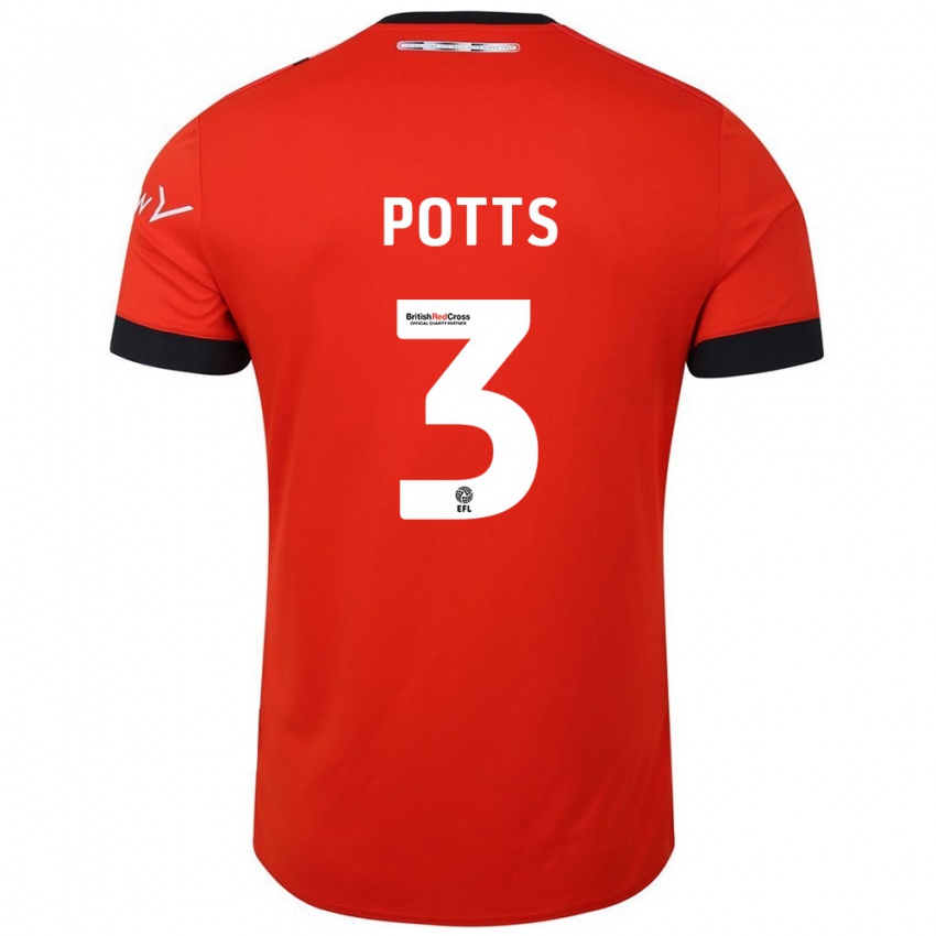 Kinder Dan Potts #3 Orange Schwarz Heimtrikot Trikot 2024/25 T-Shirt