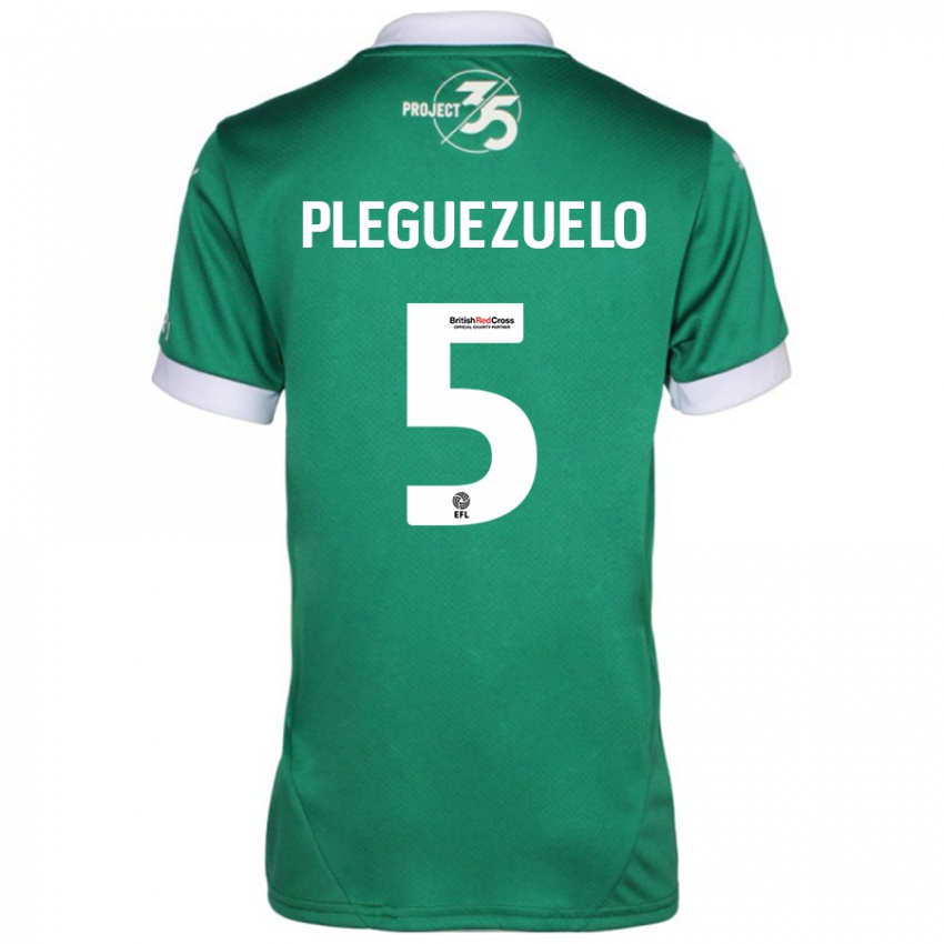 Kinder Julio Pleguezuelo #5 Grün Weiß Heimtrikot Trikot 2024/25 T-Shirt