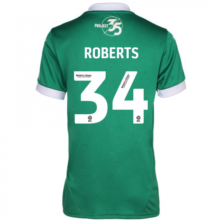 Kinder Caleb Roberts #34 Grün Weiß Heimtrikot Trikot 2024/25 T-Shirt