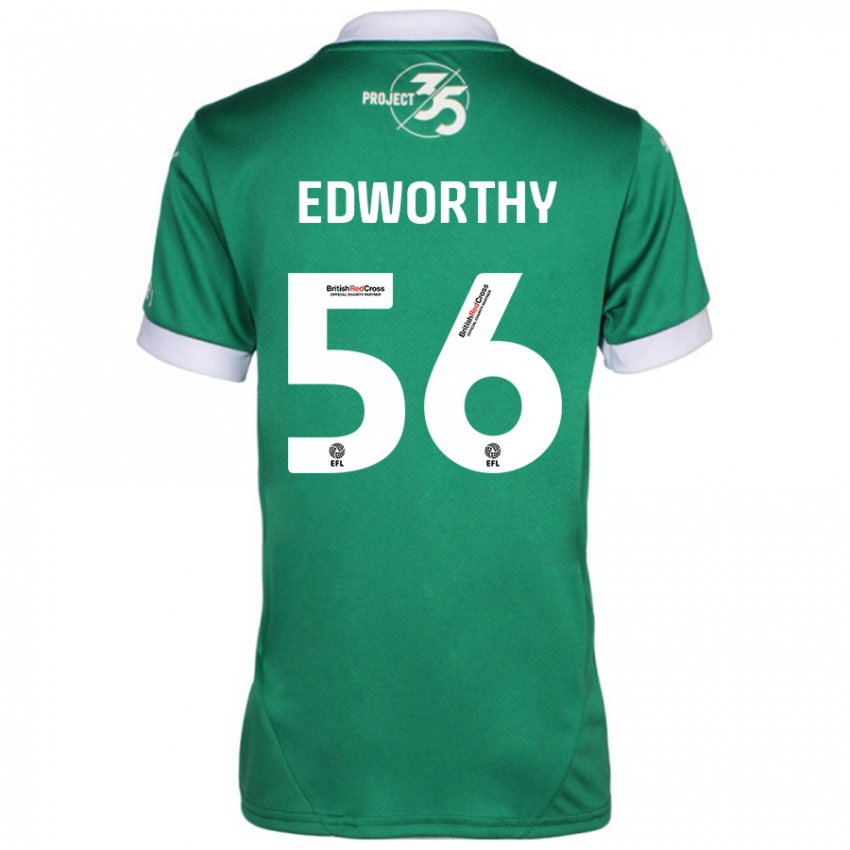 Kinder Kieran Edworthy #56 Grün Weiß Heimtrikot Trikot 2024/25 T-Shirt