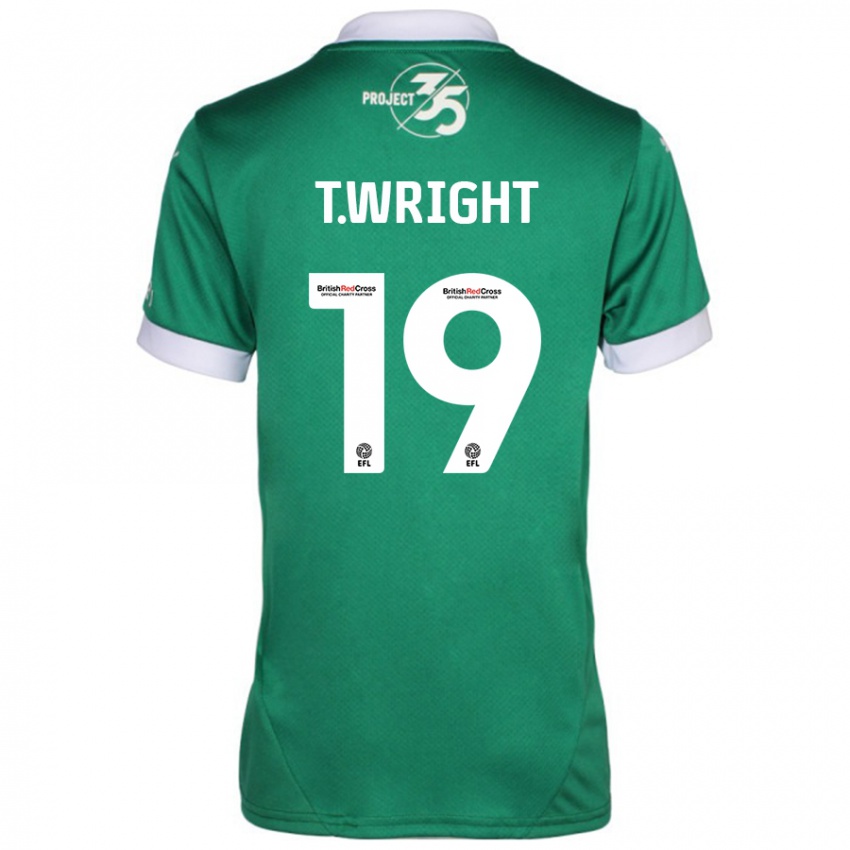 Kinder Tyreik Wright #19 Grün Weiß Heimtrikot Trikot 2024/25 T-Shirt