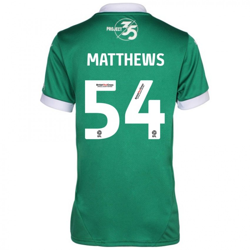 Kinder Jack Matthews #54 Grün Weiß Heimtrikot Trikot 2024/25 T-Shirt