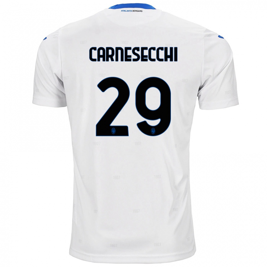 Kinder Marco Carnesecchi #29 Weiß Auswärtstrikot Trikot 2024/25 T-Shirt