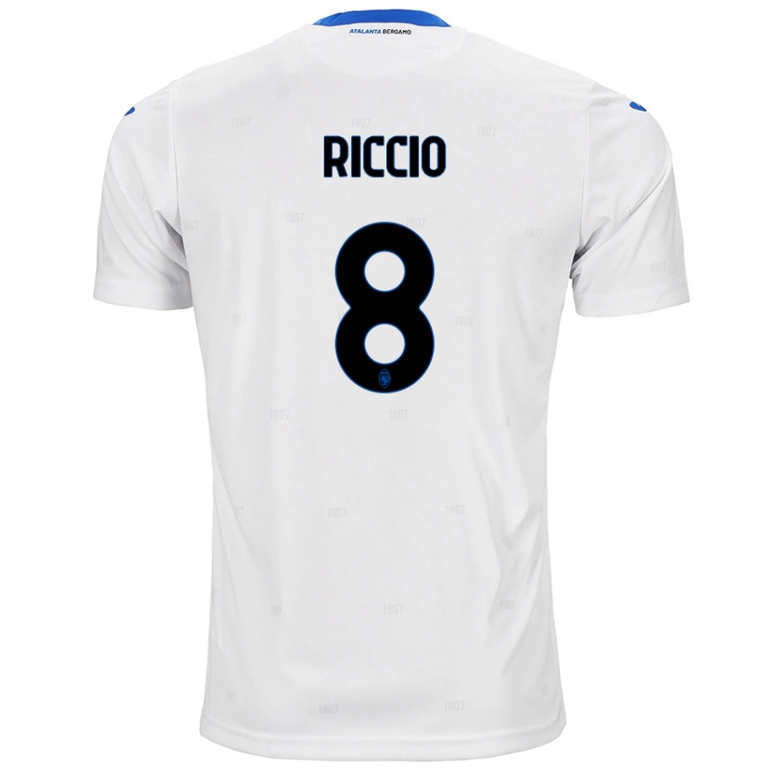 Kinder Lorenzo Riccio #8 Weiß Auswärtstrikot Trikot 2024/25 T-Shirt