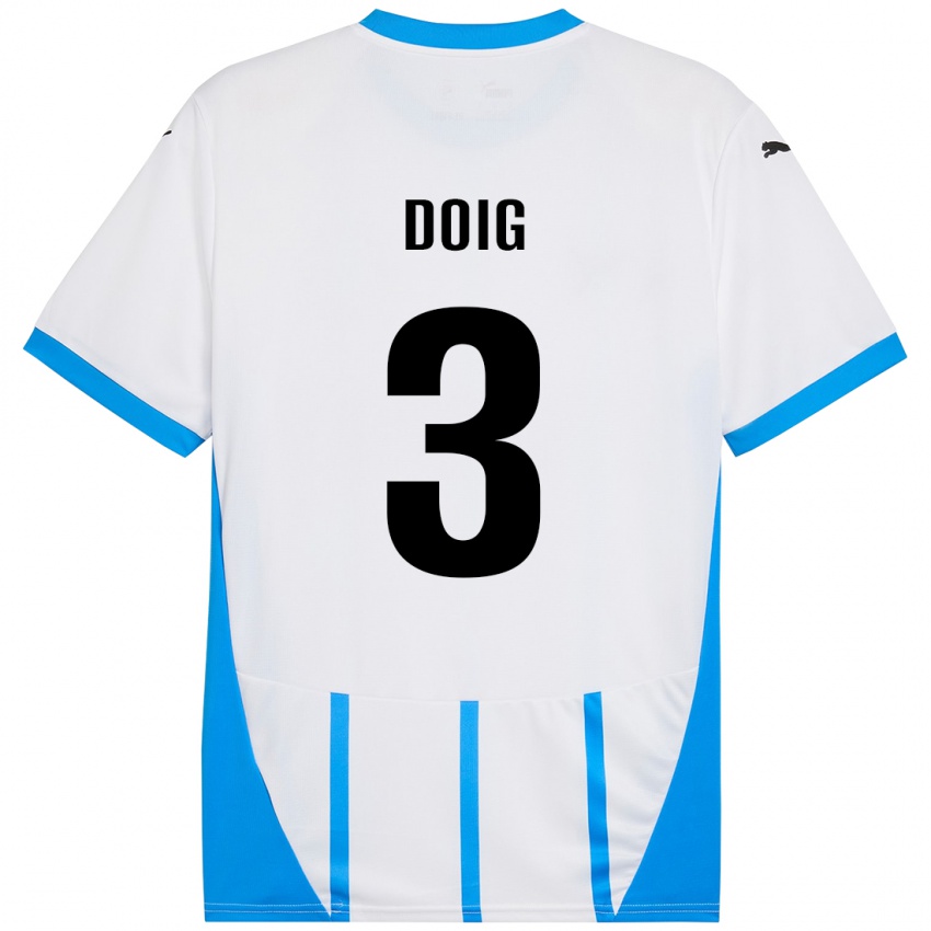 Kinder Josh Doig #3 Weiß Blau Auswärtstrikot Trikot 2024/25 T-Shirt