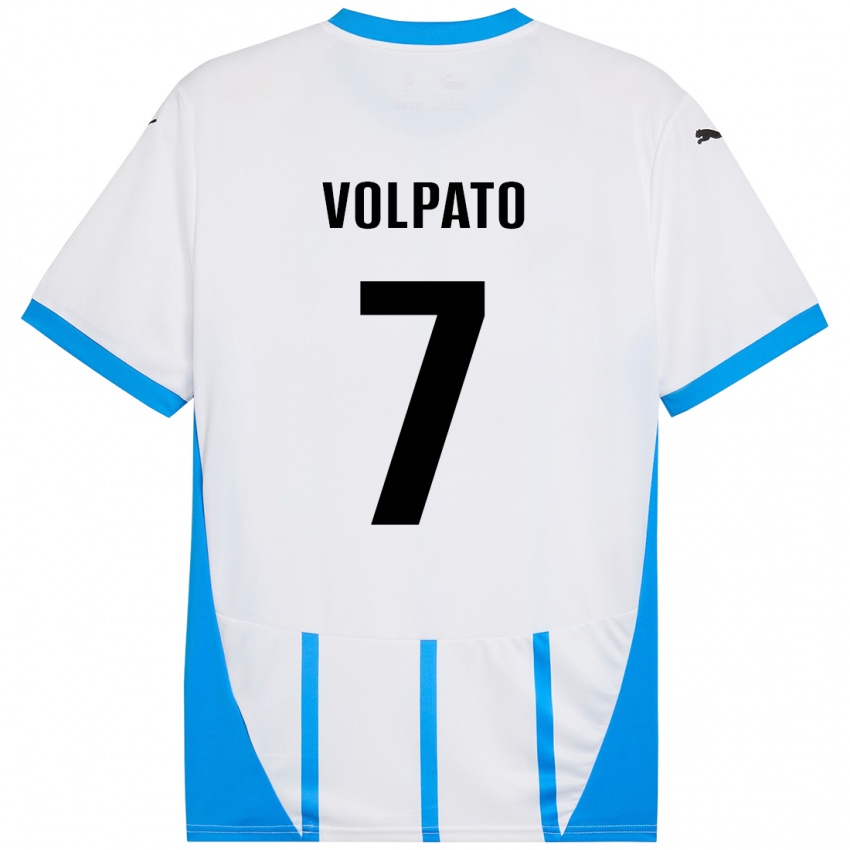 Kinder Cristian Volpato #7 Weiß Blau Auswärtstrikot Trikot 2024/25 T-Shirt