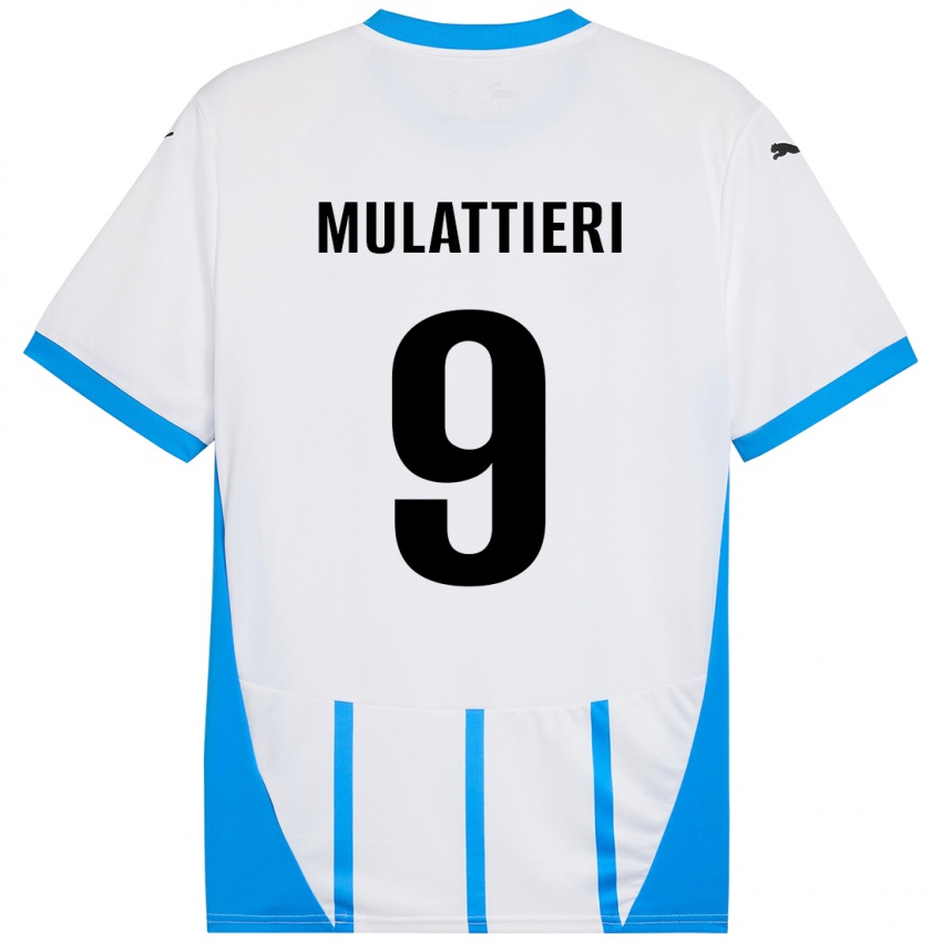 Kinder Samuele Mulattieri #9 Weiß Blau Auswärtstrikot Trikot 2024/25 T-Shirt