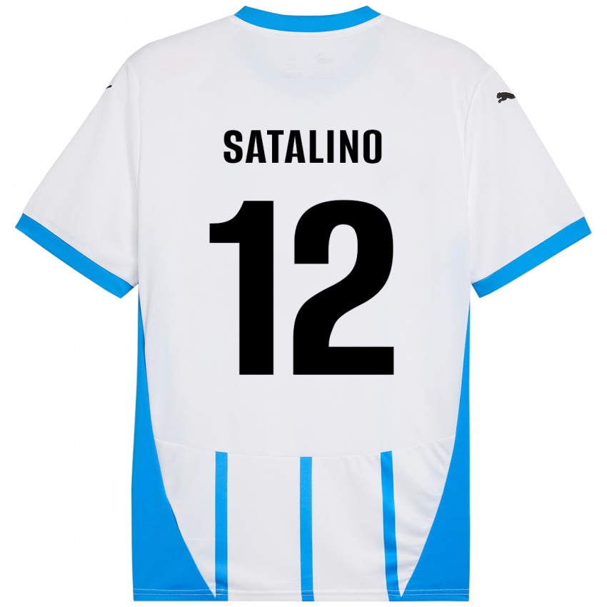 Kinder Giacomo Satalino #12 Weiß Blau Auswärtstrikot Trikot 2024/25 T-Shirt