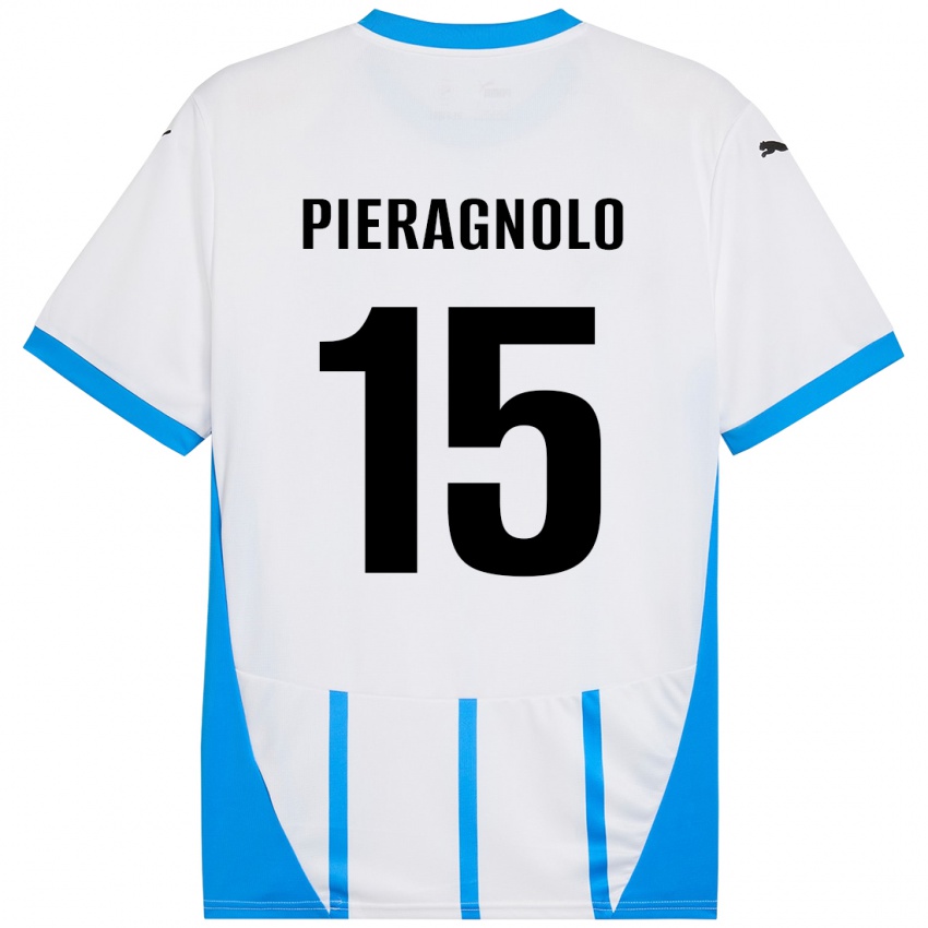 Kinder Edoardo Pieragnolo #15 Weiß Blau Auswärtstrikot Trikot 2024/25 T-Shirt