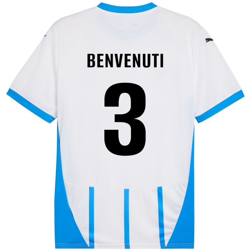 Kinder Tommaso Benvenuti #3 Weiß Blau Auswärtstrikot Trikot 2024/25 T-Shirt