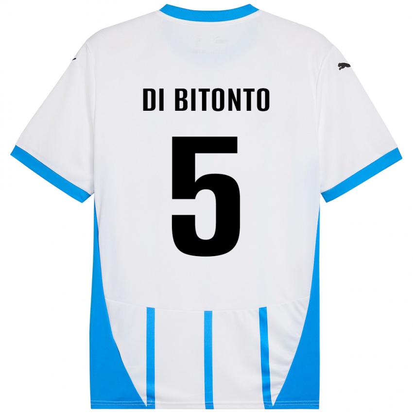 Kinder Alessandro Di Bitonto #5 Weiß Blau Auswärtstrikot Trikot 2024/25 T-Shirt