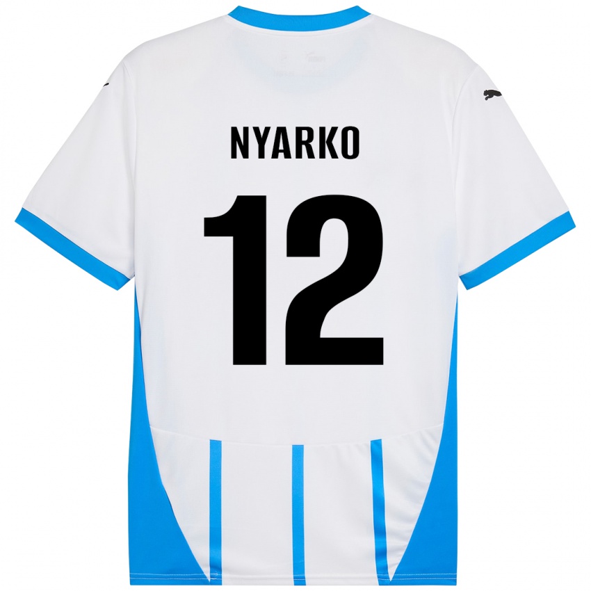 Kinder Lorenzo Nyarko #12 Weiß Blau Auswärtstrikot Trikot 2024/25 T-Shirt