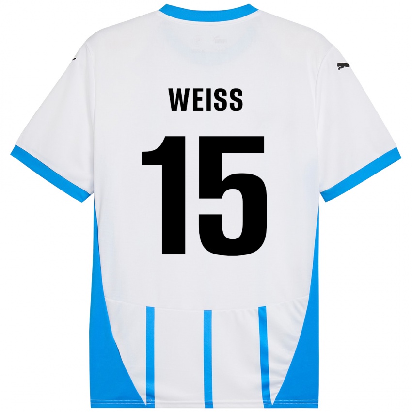 Kinder David Weiss #15 Weiß Blau Auswärtstrikot Trikot 2024/25 T-Shirt