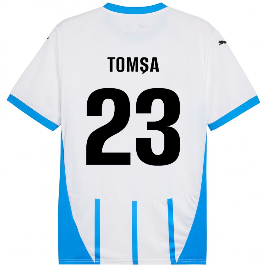 Kinder Troy Tomșa #23 Weiß Blau Auswärtstrikot Trikot 2024/25 T-Shirt