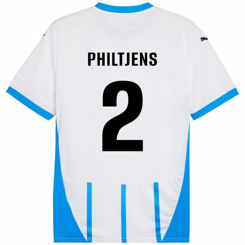 Kinder Davina Philtjens #2 Weiß Blau Auswärtstrikot Trikot 2024/25 T-Shirt