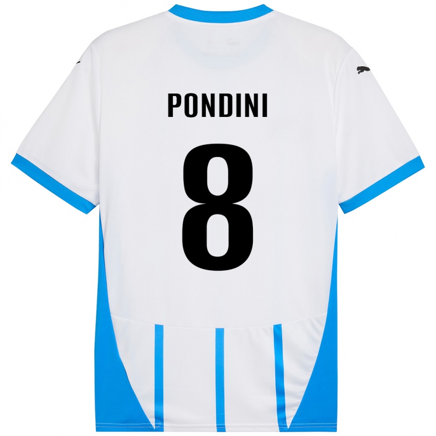 Kinder Giada Pondini #8 Weiß Blau Auswärtstrikot Trikot 2024/25 T-Shirt