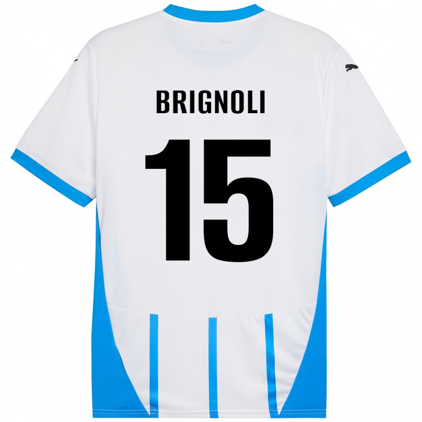 Kinder Benedetta Brignoli #15 Weiß Blau Auswärtstrikot Trikot 2024/25 T-Shirt