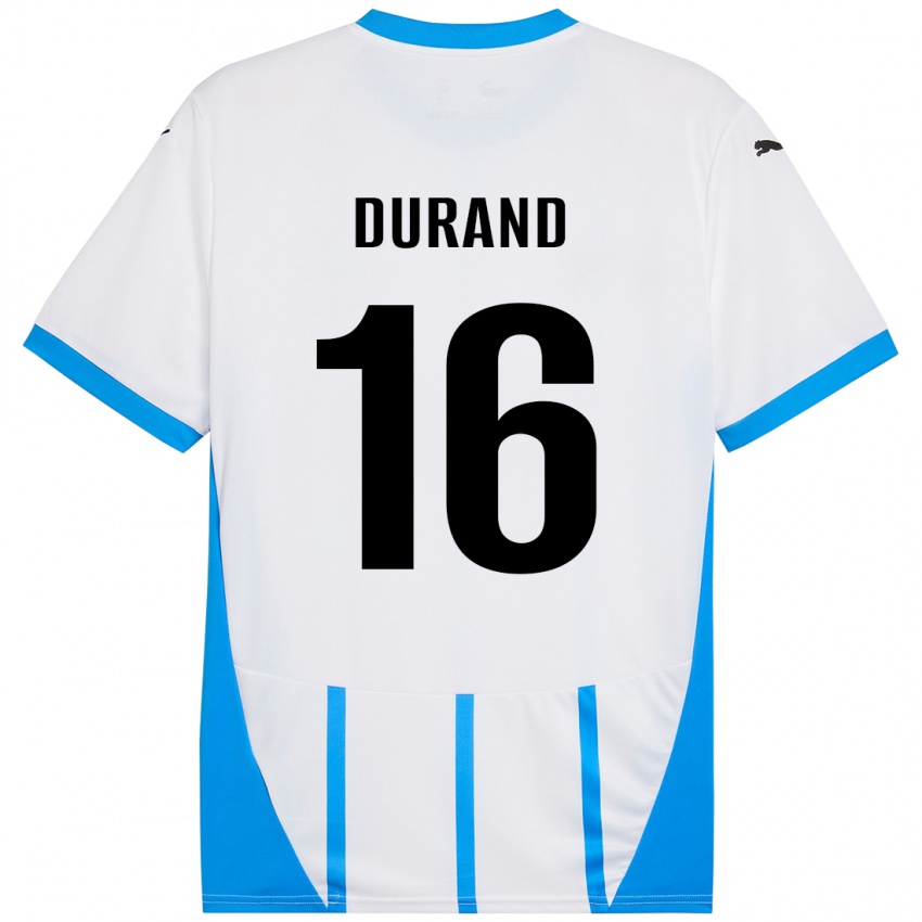 Kinder Solène Durand #16 Weiß Blau Auswärtstrikot Trikot 2024/25 T-Shirt