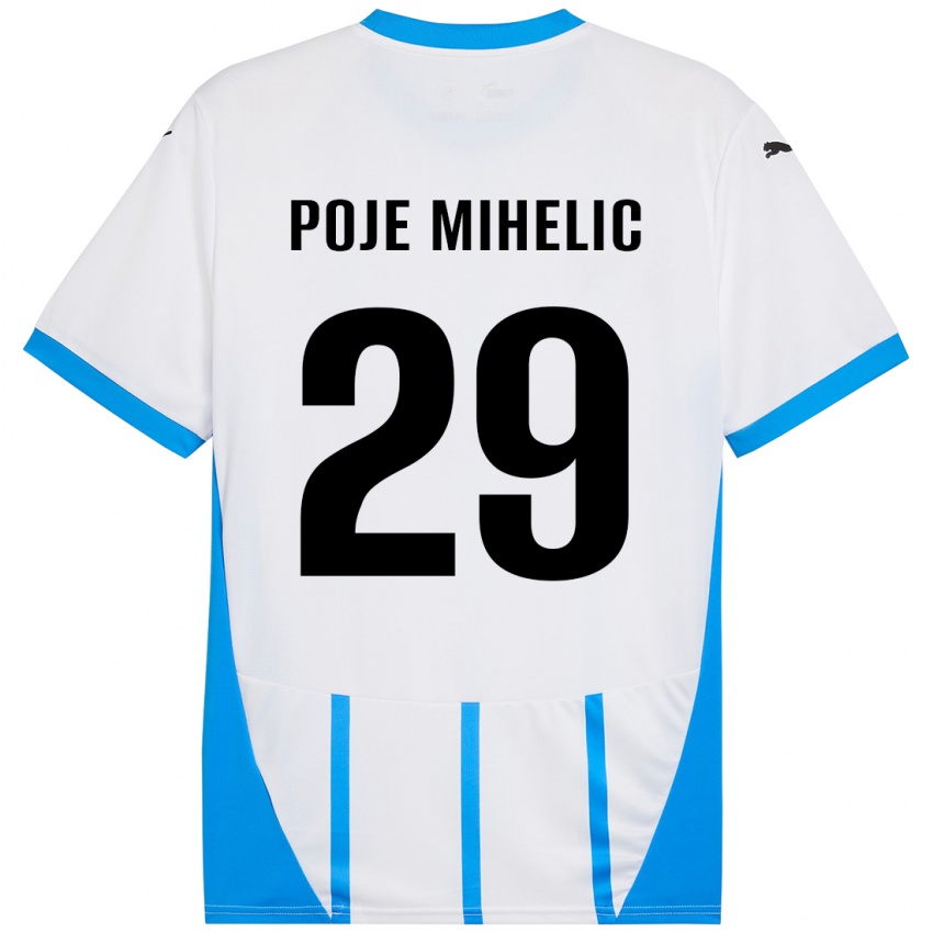 Kinder Naja Poje Mihelič #29 Weiß Blau Auswärtstrikot Trikot 2024/25 T-Shirt