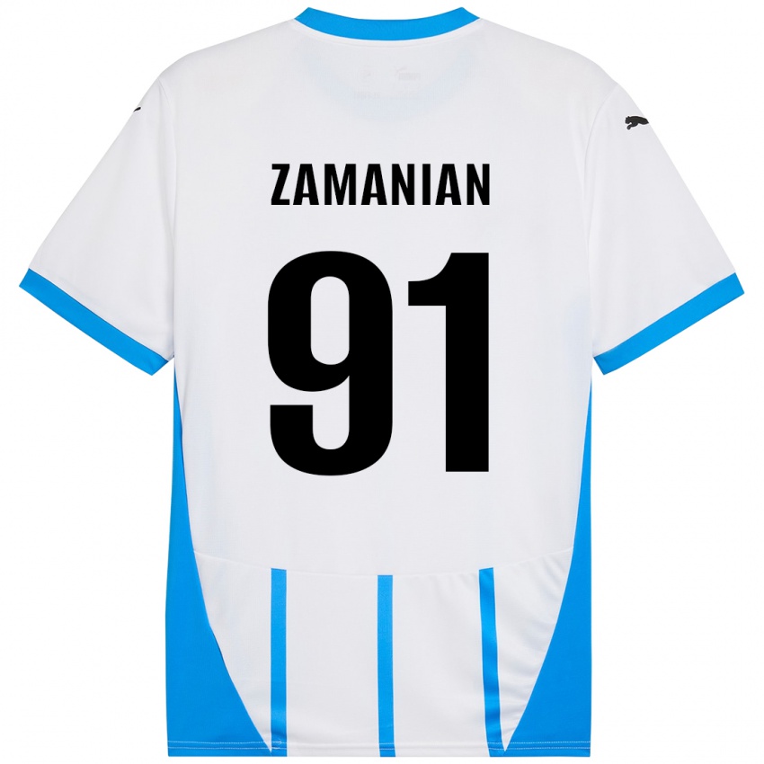 Kinder Annahita Zamanian #91 Weiß Blau Auswärtstrikot Trikot 2024/25 T-Shirt