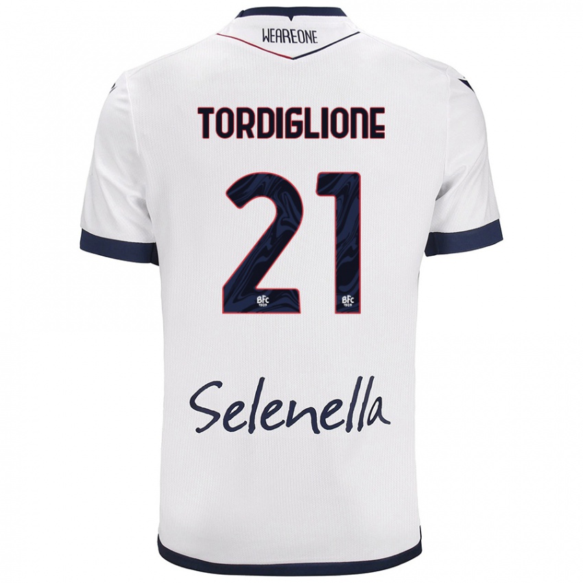 Kinder Nicolò Tordiglione #21 Weiß Königsblau Auswärtstrikot Trikot 2024/25 T-Shirt