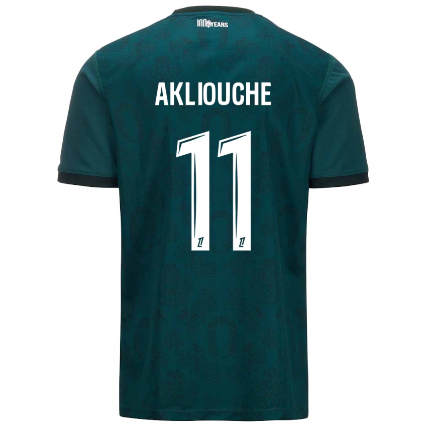 Kinder Maghnes Akliouche #11 Dunkelgrün Auswärtstrikot Trikot 2024/25 T-Shirt