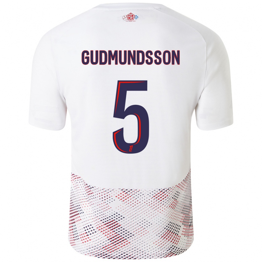 Kinder Gabriel Gudmundsson #5 Weiß Königsblau Auswärtstrikot Trikot 2024/25 T-Shirt