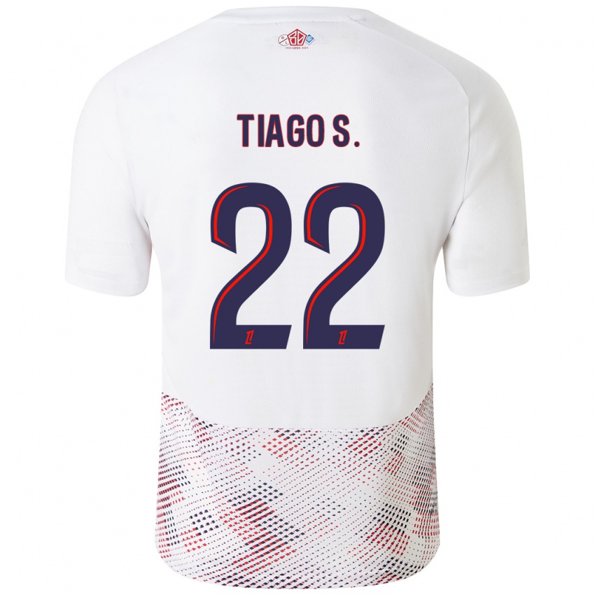 Kinder Tiago Santos #22 Weiß Königsblau Auswärtstrikot Trikot 2024/25 T-Shirt