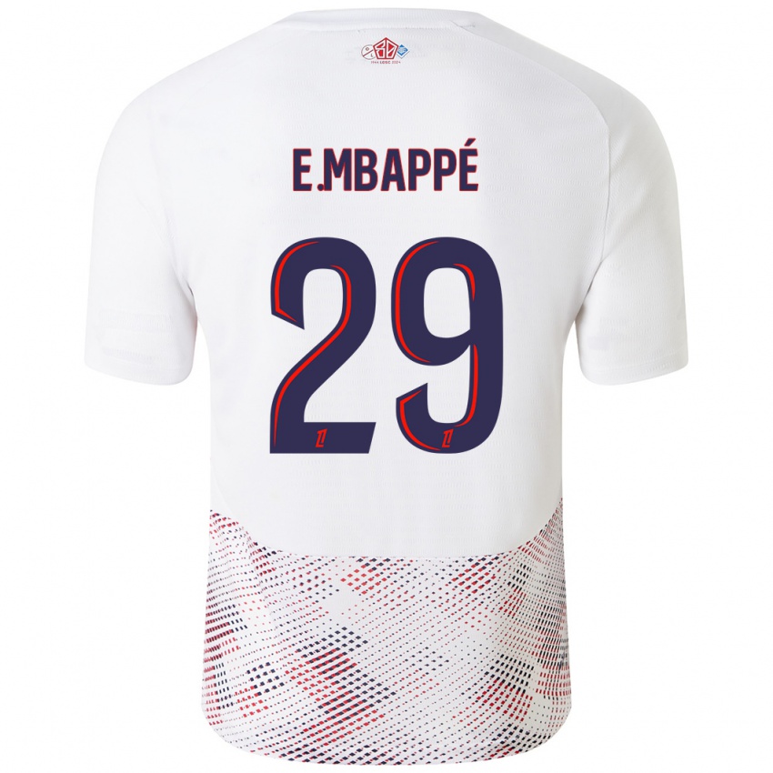 Kinder Ethan Mbappe #29 Weiß Königsblau Auswärtstrikot Trikot 2024/25 T-Shirt