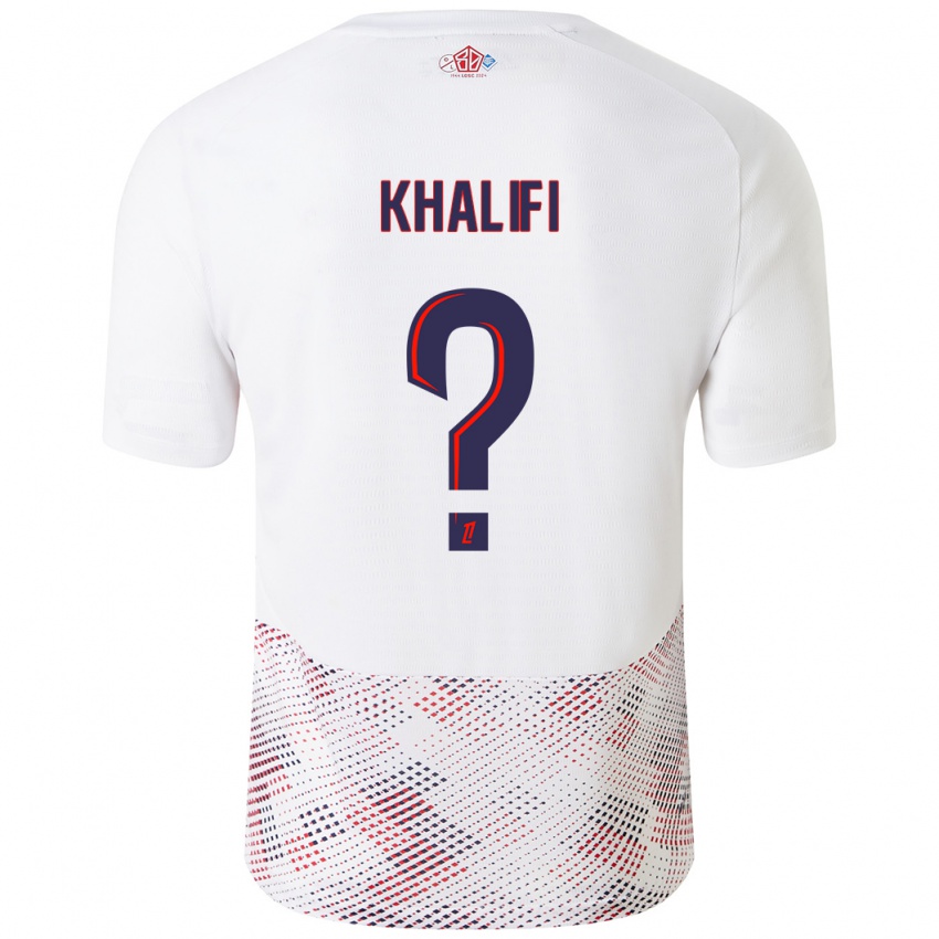 Kinder Yassine Khalifi #0 Weiß Königsblau Auswärtstrikot Trikot 2024/25 T-Shirt