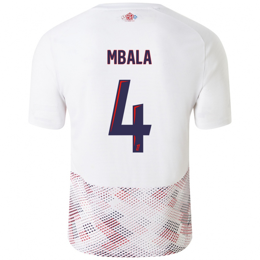 Kinder Olivia Mbala #4 Weiß Königsblau Auswärtstrikot Trikot 2024/25 T-Shirt