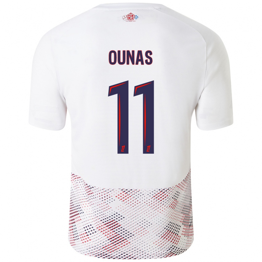 Kinder Adam Ounas #11 Weiß Königsblau Auswärtstrikot Trikot 2024/25 T-Shirt