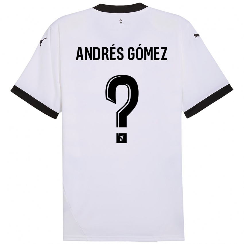 Kinder Carlos Andrés Gómez #0 Weiß Schwarz Auswärtstrikot Trikot 2024/25 T-Shirt