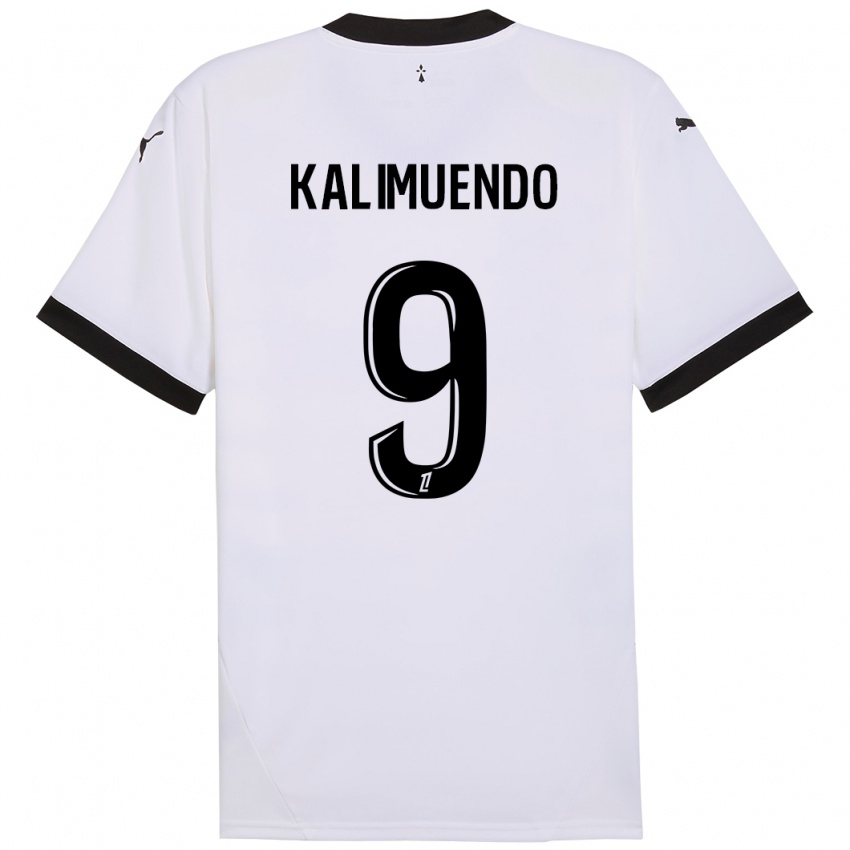 Kinder Arnaud Kalimuendo #9 Weiß Schwarz Auswärtstrikot Trikot 2024/25 T-Shirt