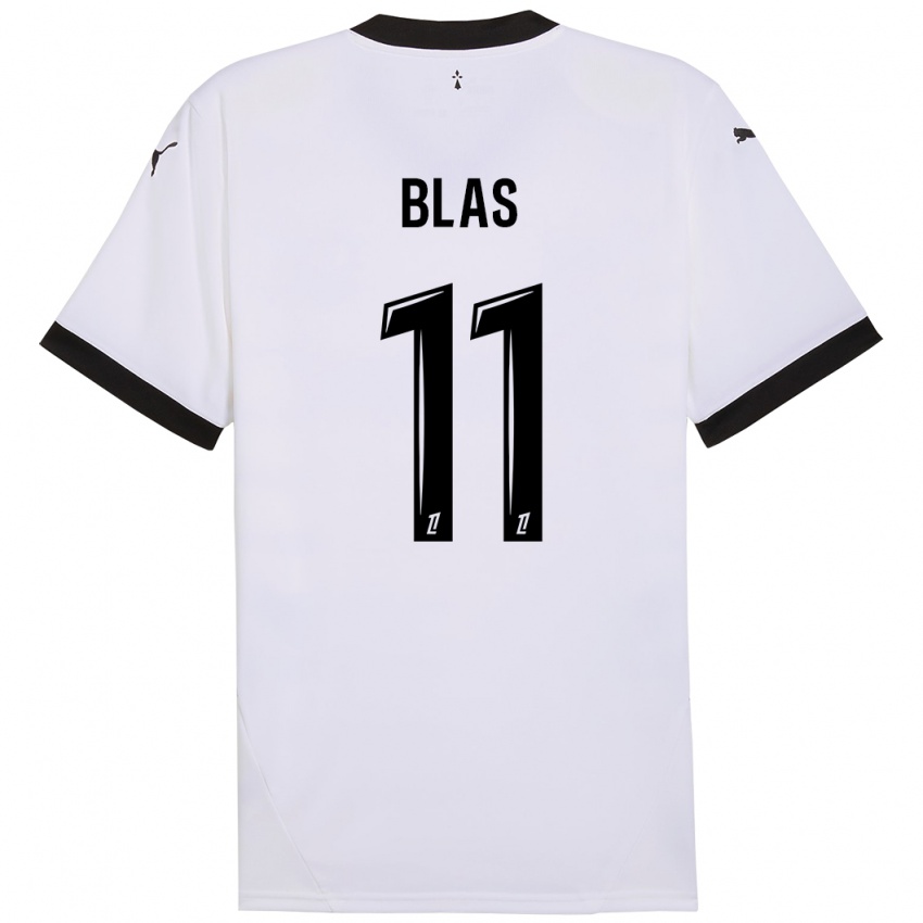 Kinder Ludovic Blas #11 Weiß Schwarz Auswärtstrikot Trikot 2024/25 T-Shirt