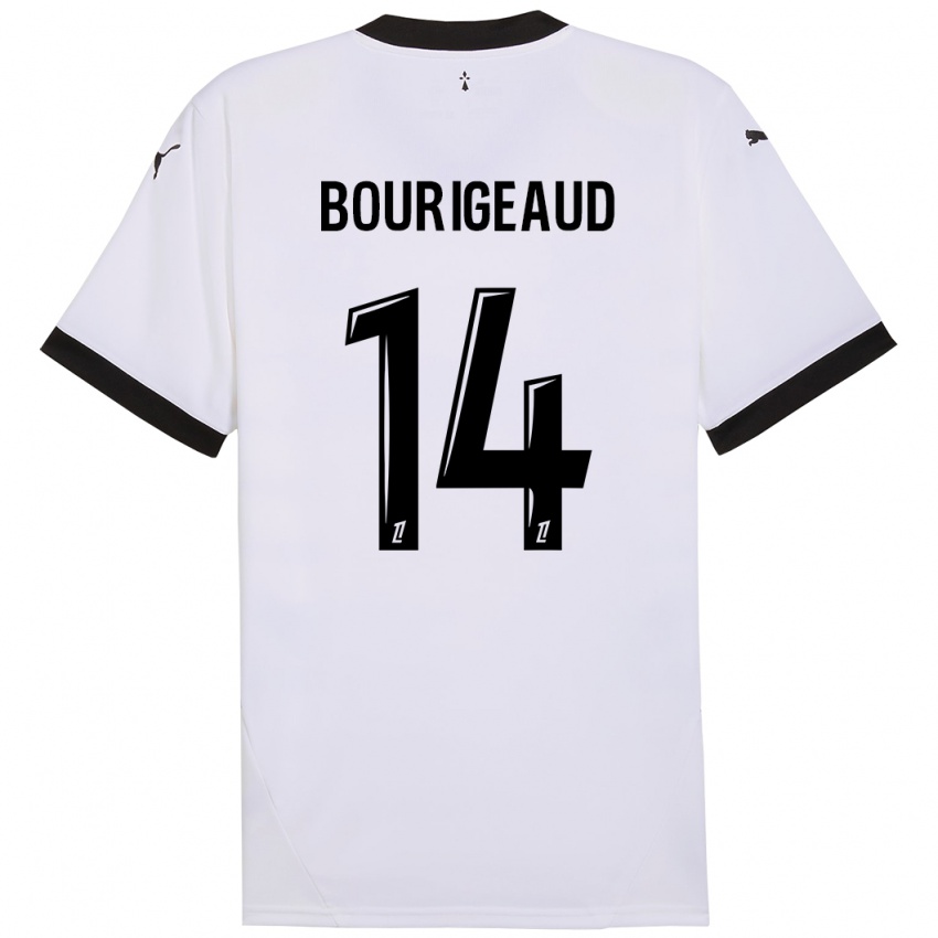 Kinder Benjamin Bourigeaud #14 Weiß Schwarz Auswärtstrikot Trikot 2024/25 T-Shirt