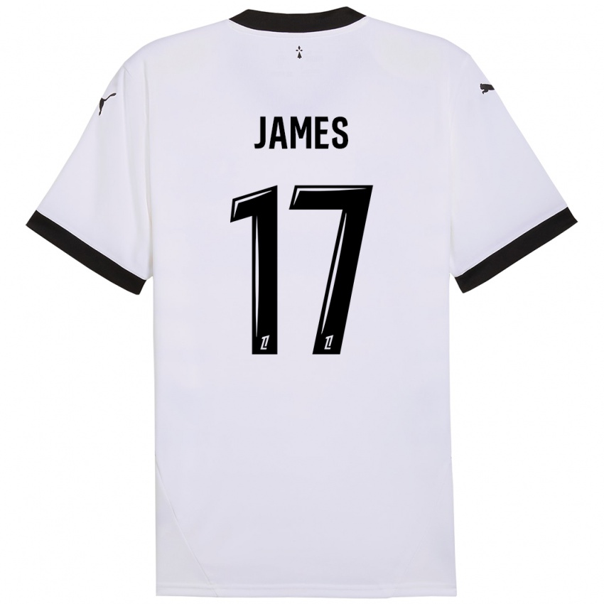 Kinder Jordan James #17 Weiß Schwarz Auswärtstrikot Trikot 2024/25 T-Shirt