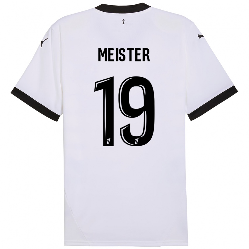 Kinder Henrik Meister #19 Weiß Schwarz Auswärtstrikot Trikot 2024/25 T-Shirt