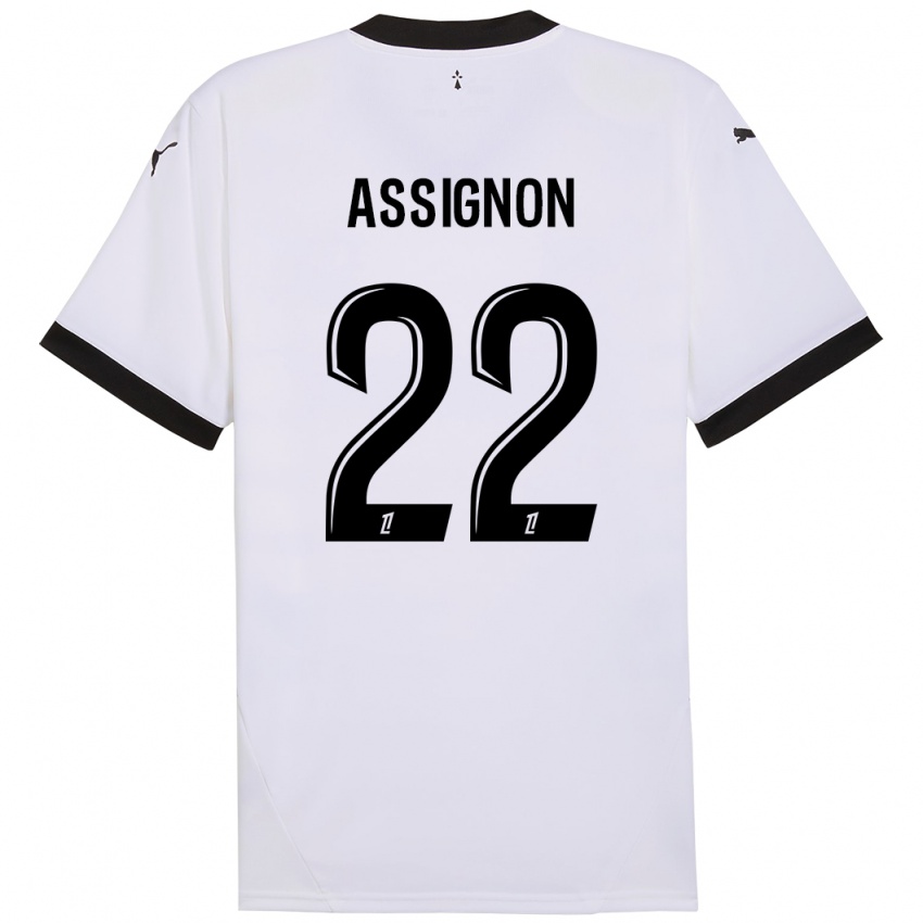 Kinder Lorenz Assignon #22 Weiß Schwarz Auswärtstrikot Trikot 2024/25 T-Shirt