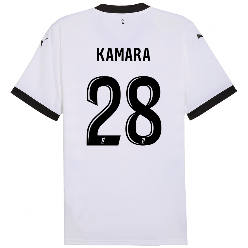 Kinder Glen Kamara #28 Weiß Schwarz Auswärtstrikot Trikot 2024/25 T-Shirt