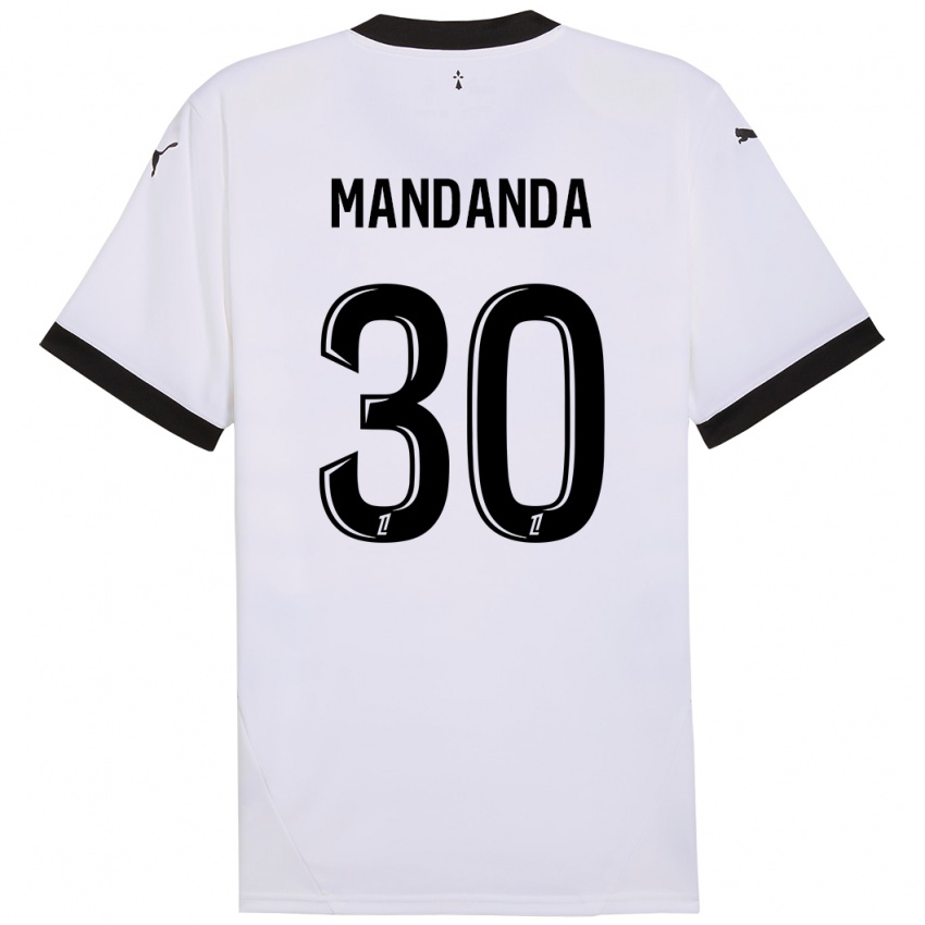 Kinder Steve Mandanda #30 Weiß Schwarz Auswärtstrikot Trikot 2024/25 T-Shirt