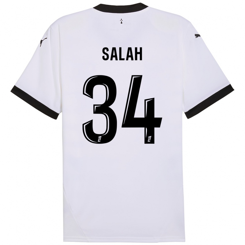 Kinder Ibrahim Salah #34 Weiß Schwarz Auswärtstrikot Trikot 2024/25 T-Shirt